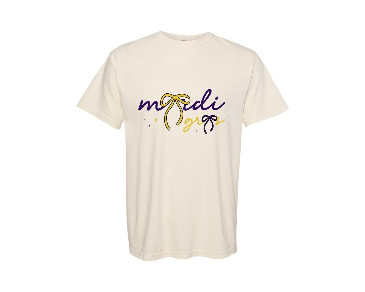 brand:Comfort Colors|color:Ivory|Mardi Gras Mardi Gras Sleeve Graphic T-Shirt