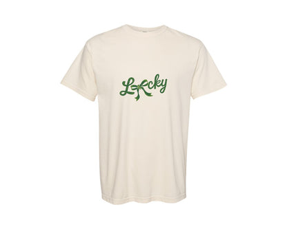 brand:Comfort Colors|color:Ivory|St Patricks Day Lucky Coquette Bow 10 Graphic T-Shirt