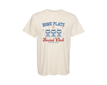 brand:Comfort Colors|color:Ivory|Vintage Baseball Home Plate Social Club Graphic T-Shirt
