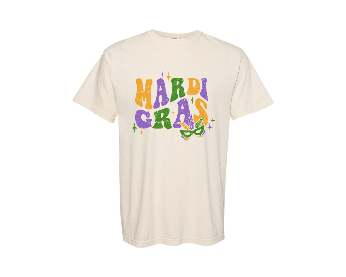 brand:Comfort Colors|color:Ivory|Retro Mardi Gras 2 Graphic T-Shirt