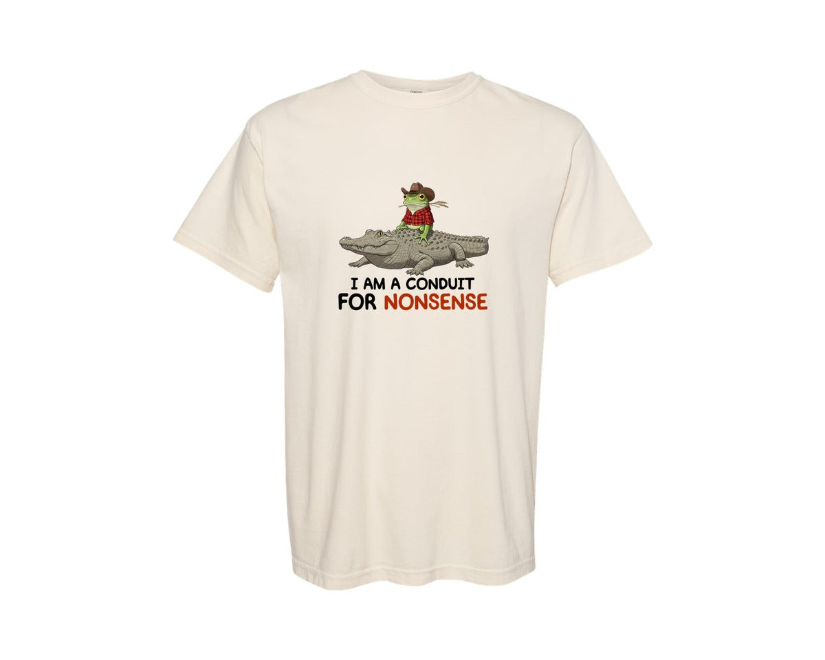 brand:Comfort Colors|color:Ivory|I Am A Conduit For Nonsense Frog And All Graphic T-Shirt