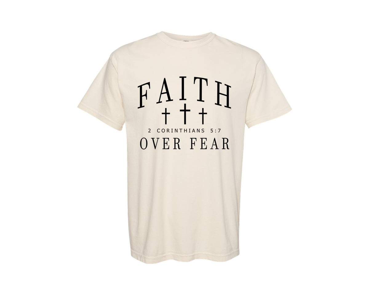 brand:Comfort Colors|color:Ivory|Faith Over Fear Verse Graphic T-Shirt