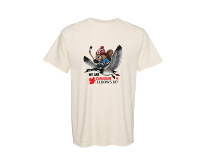 brand:Comfort Colors|color:Ivory|We Are Canada Elbows Up 2 Graphic T-Shirt