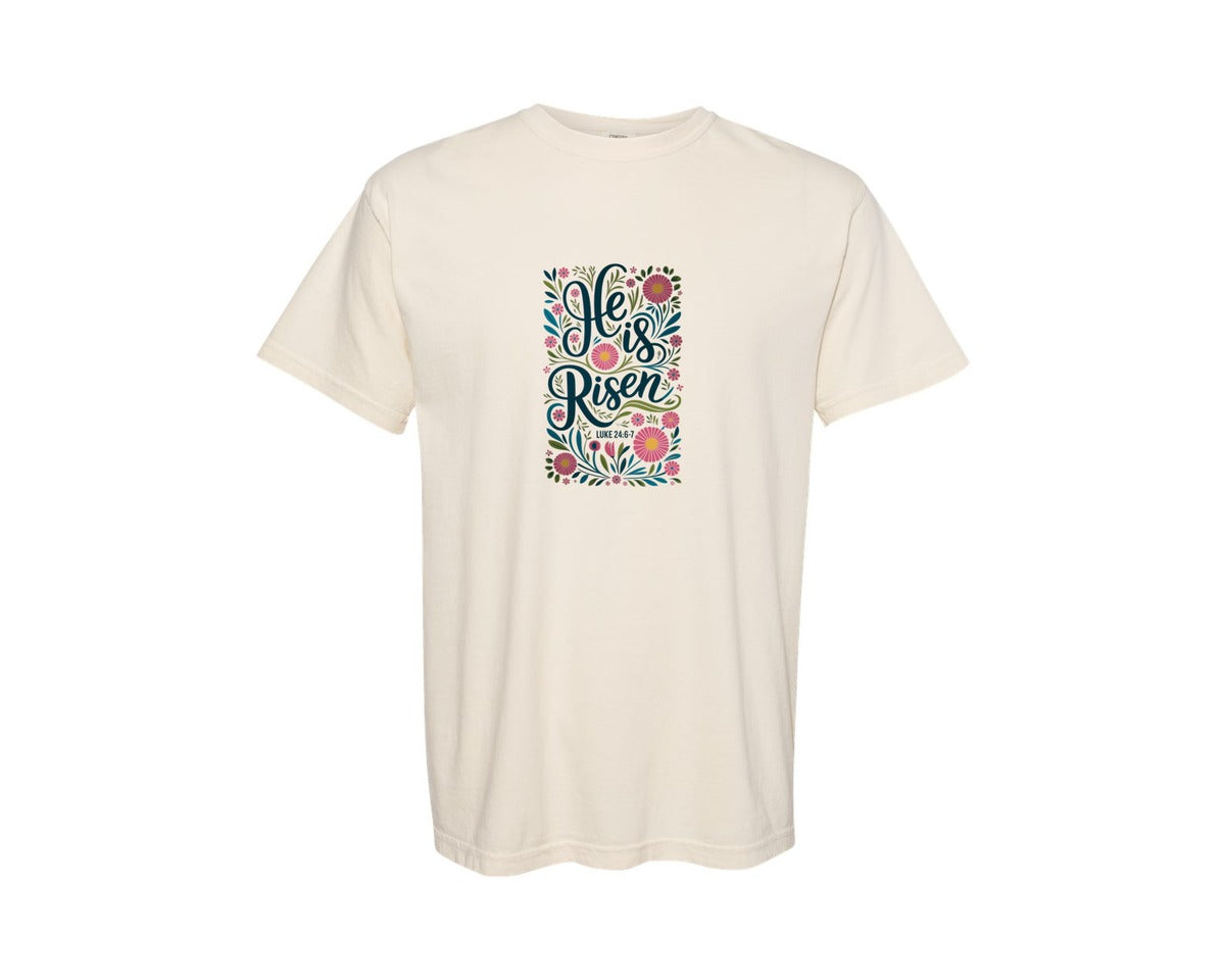 brand:Comfort Colors|color:Ivory|He Is Risen Christian Easter 13 Graphic T-Shirt