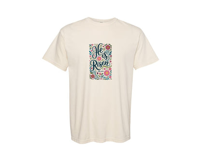 brand:Comfort Colors|color:Ivory|He Is Risen Christian Easter 13 Graphic T-Shirt
