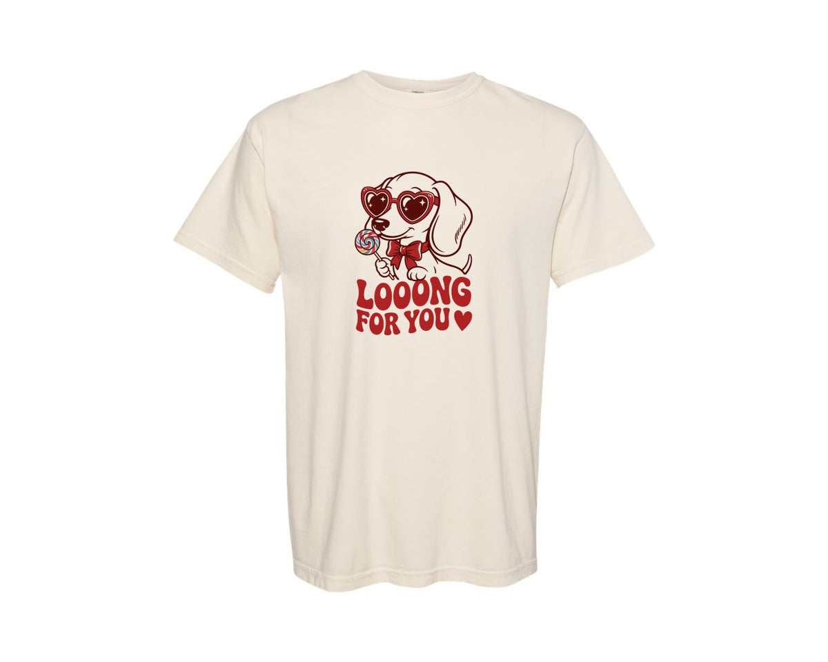 brand:Comfort Colors|color:Ivory|Dachshund Dog Valentines Day Graphic T-Shirt