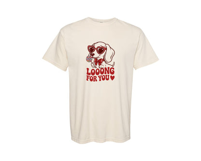 brand:Comfort Colors|color:Ivory|Dachshund Dog Valentines Day Graphic T-Shirt