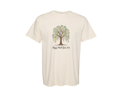 brand:Comfort Colors|color:Ivory|Mardi Gras Beads Tree Graphic T-Shirt