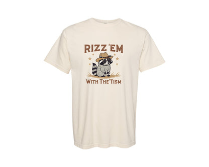 brand:Comfort Colors|color:Ivory|Raccoon Funny Raccoon Rizz Em Graphic T-Shirt