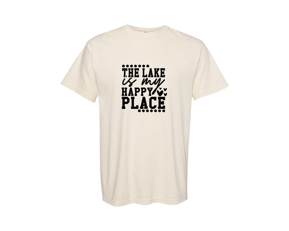 brand:Comfort Colors|color:Ivory|The Lake Is My Happy Place 40 Graphic T-Shirt