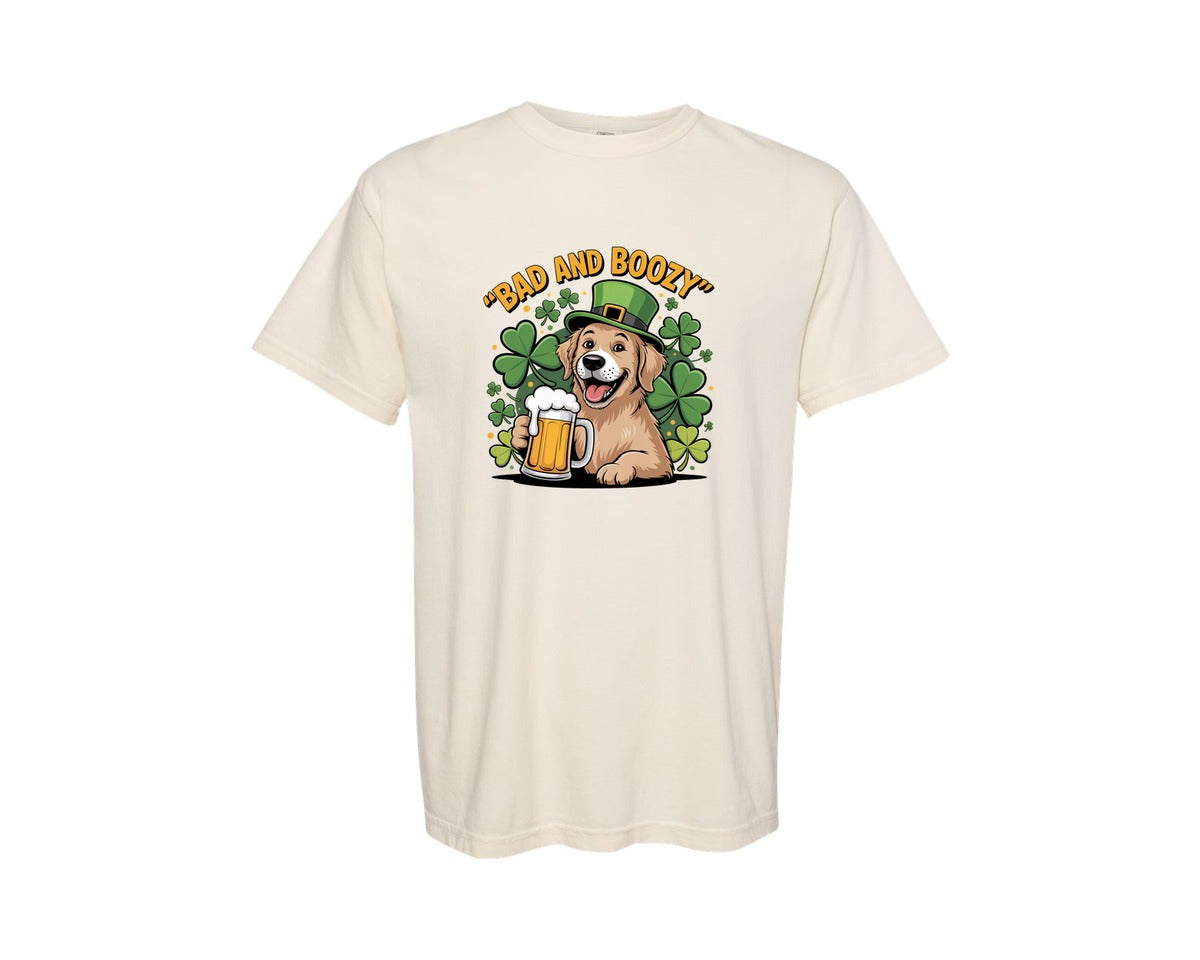 brand:Comfort Colors|color:Ivory|Bad And Boozy Cute Bear Graphic T-Shirt