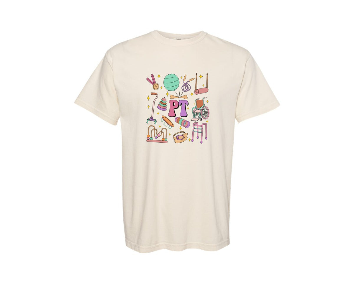 brand:Comfort Colors|color:Ivory|Physical Therapy Stuff Therapy Life Graphic T-Shirt