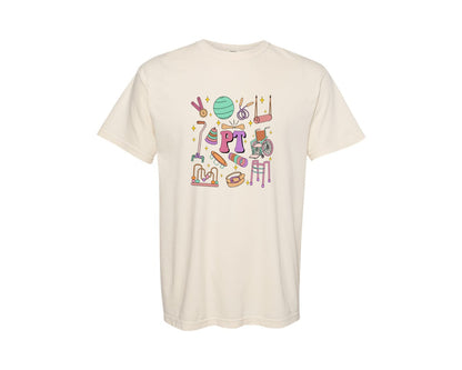 brand:Comfort Colors|color:Ivory|Physical Therapy Stuff Therapy Life Graphic T-Shirt