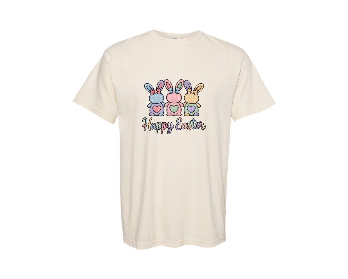 brand:Comfort Colors|color:Ivory|Faux Yarn Happy Easter Latch Hook 3 Graphic T-Shirt
