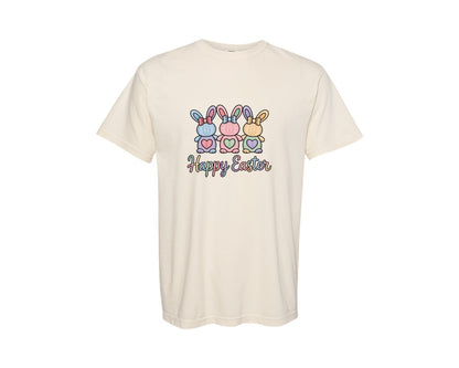 brand:Comfort Colors|color:Ivory|Faux Yarn Happy Easter Latch Hook 3 Graphic T-Shirt