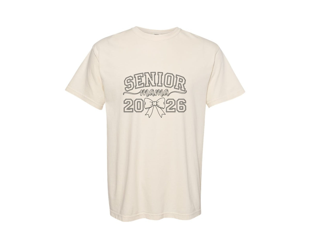 brand:Comfort Colors|color:Ivory|Elegant Senior Mama Bow Graphic Graphic T-Shirt