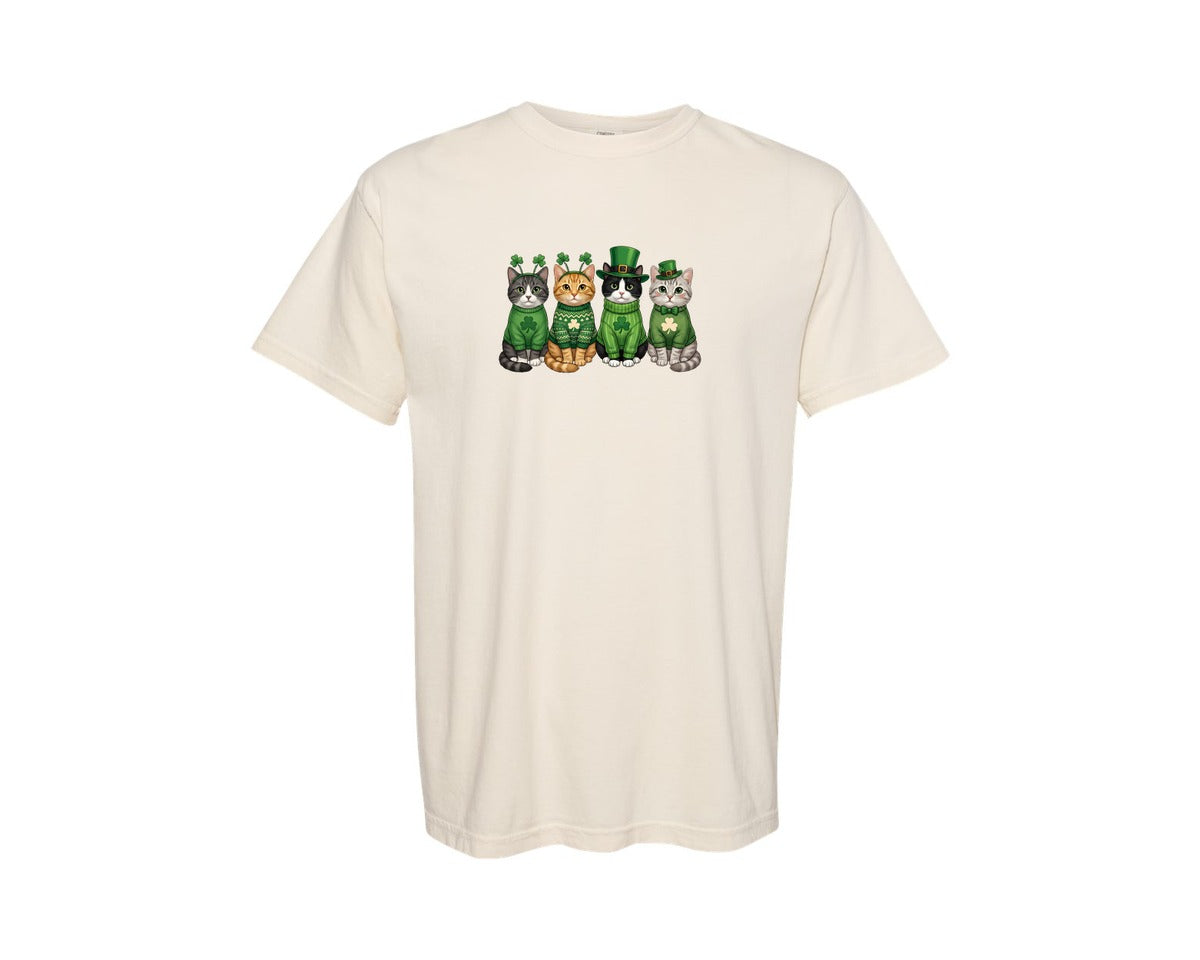 brand:Comfort Colors|color:Ivory|St Patricks Day Cats 2 Graphic T-Shirt