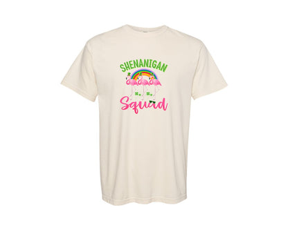 brand:Comfort Colors|color:Ivory|Shenanigan Squad Patricks Day Flamingo Graphic T-Shirt