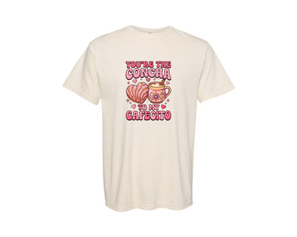 brand:Comfort Colors|color:Ivory|Valentine Concha And Cafecito Graphic T-Shirt