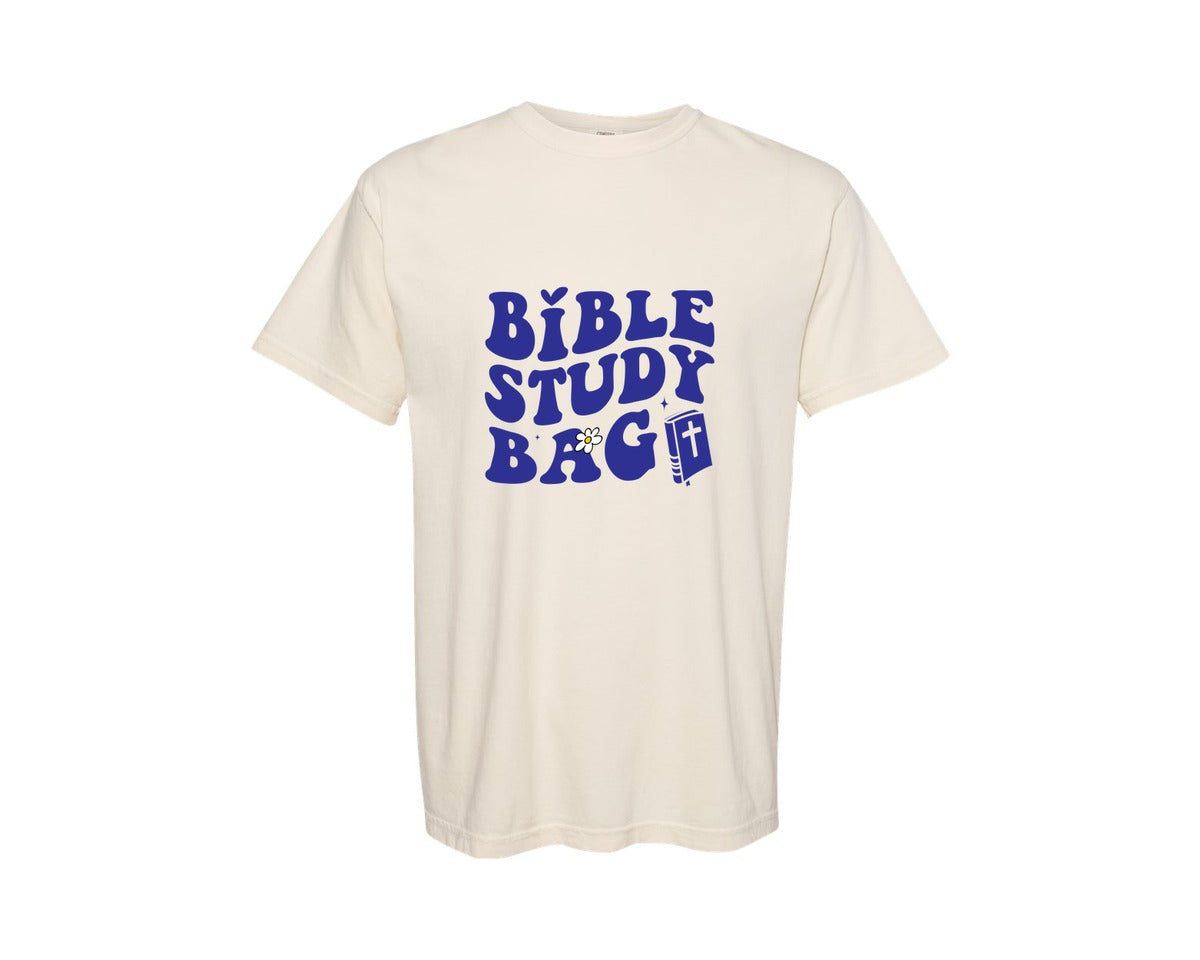 brand:Comfort Colors|color:Ivory|Bible Study Bag Bible Motivational Graphic T-Shirt