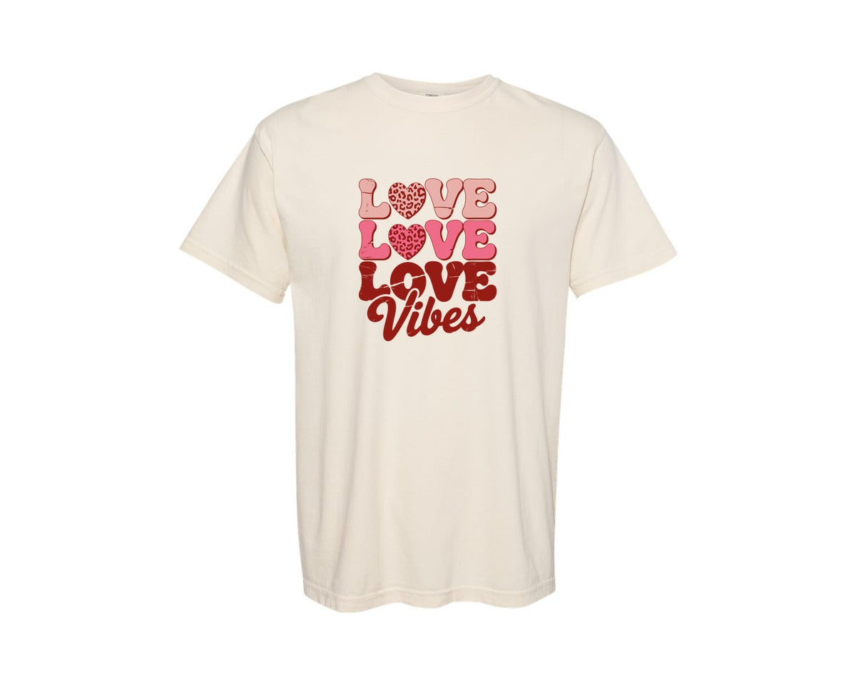 brand:Comfort Colors|color:Ivory|Love Vibes Valentines Day 2 Graphic T-Shirt