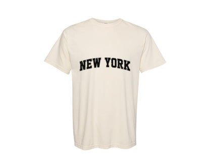 brand:Comfort Colors|color:Ivory|New York Retro Varsity Graphic T-Shirt