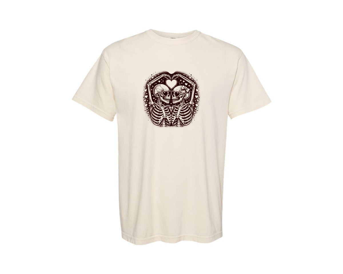 brand:Comfort Colors|color:Ivory|Skeleton Couple Gothic Valentine Graphic T-Shirt