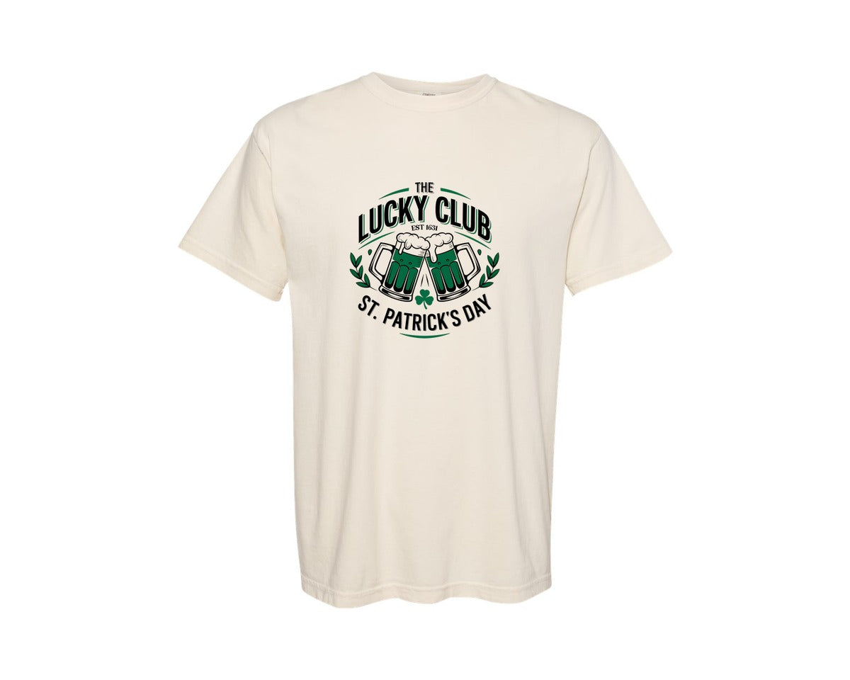 brand:Comfort Colors|color:Ivory|The Lucky Club St Patricks Day Graphic T-Shirt