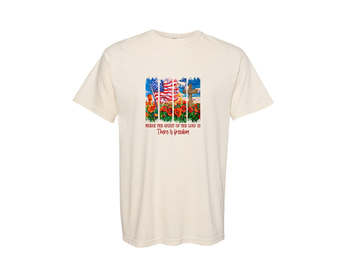 brand:Comfort Colors|color:Ivory|4Th Of July Christian Spirit Lord Graphic T-Shirt