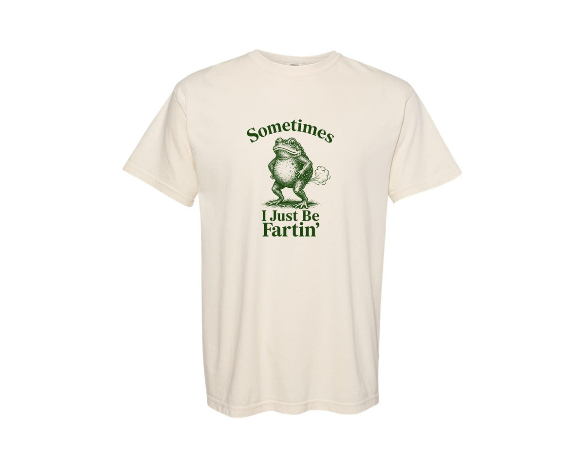brand:Comfort Colors|color:Ivory|Sometimes I Just Be Fartin Frog Sarcasti Graphic T-Shirt