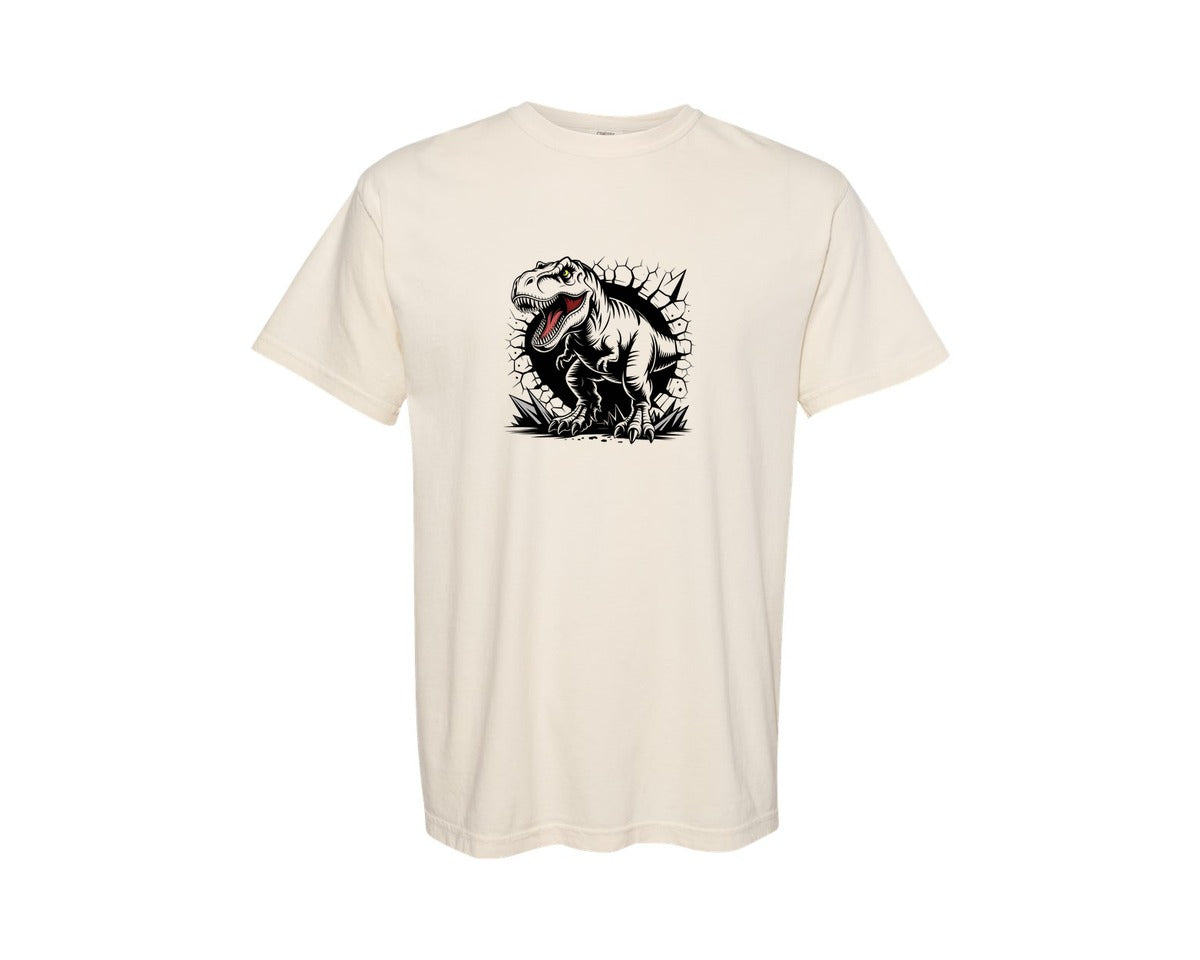 brand:Comfort Colors|color:Ivory|Roaring T Rex Breakout T Shirt Graphic T-Shirt