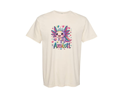 brand:Comfort Colors|color:Ivory|Axolotl I Love You Pastel Cute Graphic T-Shirt