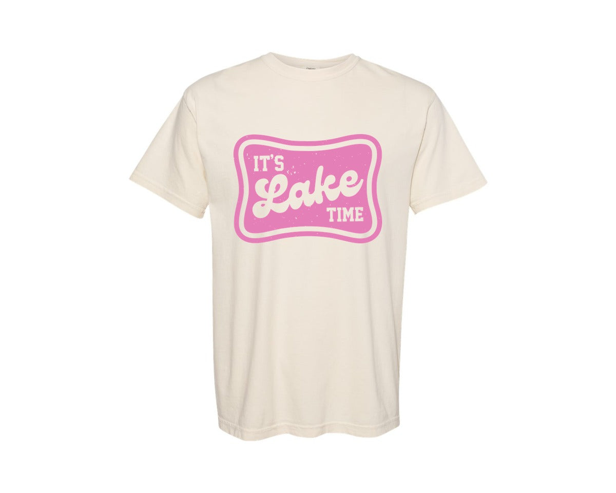 brand:Comfort Colors|color:Ivory|Distressed Lake Life Its Lake Time Graphic T-Shirt
