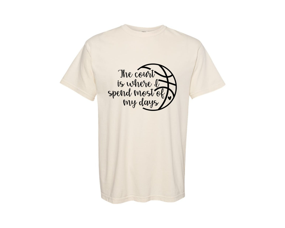 brand:Comfort Colors|color:Ivory|Basketball Mom 80 Graphic T-Shirt