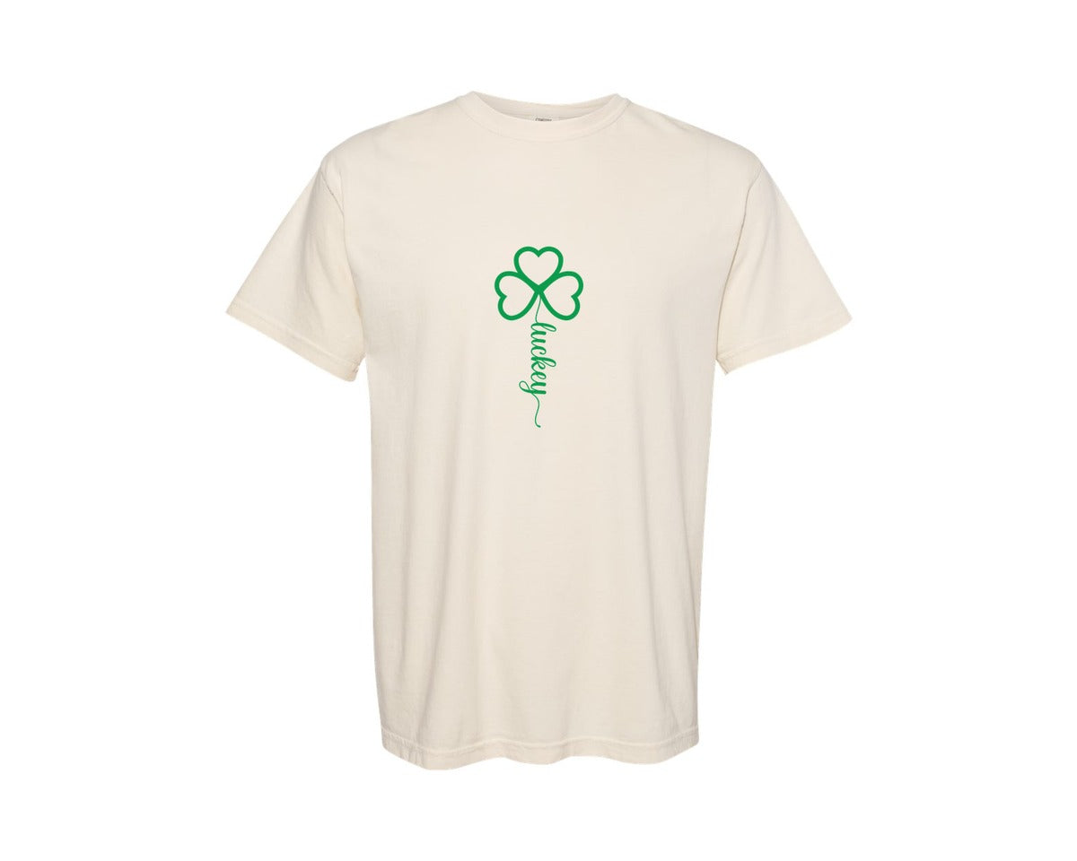 brand:Comfort Colors|color:Ivory|Lucky Varsity St Patricks Day 14 Graphic T-Shirt