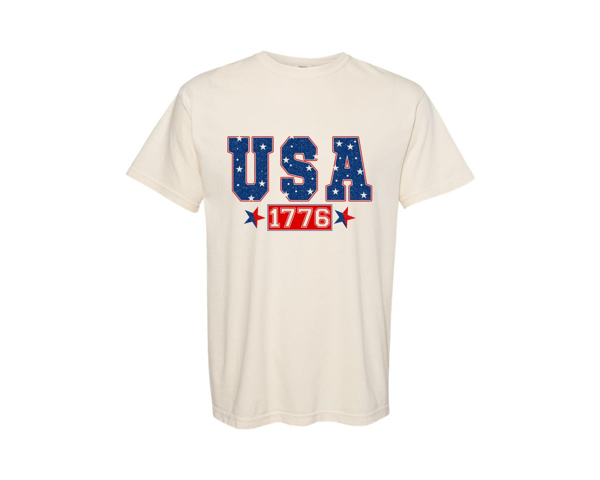 brand:Comfort Colors|color:Ivory|Usa 1776 1776 4Th Of July 2 Graphic T-Shirt