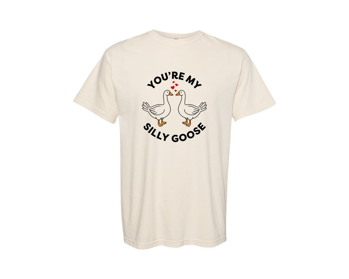brand:Comfort Colors|color:Ivory|Silly Goose Valentine Goose Graphic T-Shirt