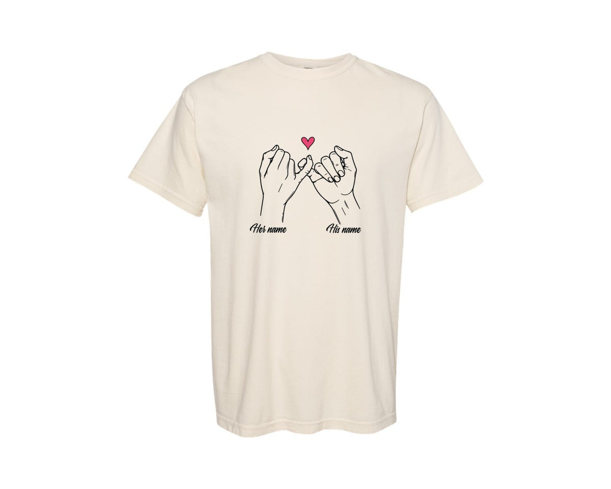 brand:Comfort Colors|color:Ivory|Holding Hands Couple Love Graphic T-Shirt