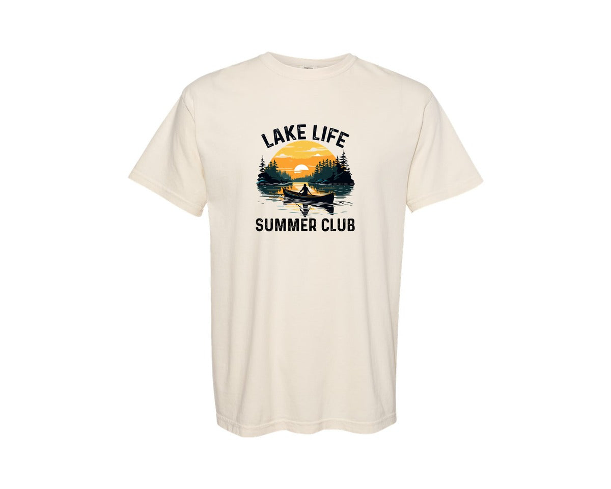 brand:Comfort Colors|color:Ivory|Lake Life Summer Club Vacation Cam 3 Graphic T-Shirt