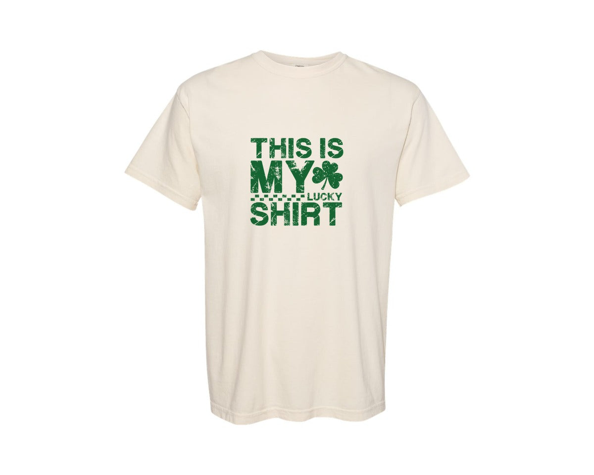 brand:Comfort Colors|color:Ivory|This Is My Lucky Shirt 3 Graphic T-Shirt