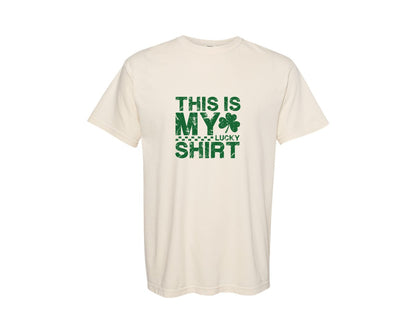 brand:Comfort Colors|color:Ivory|This Is My Lucky Shirt 3 Graphic T-Shirt