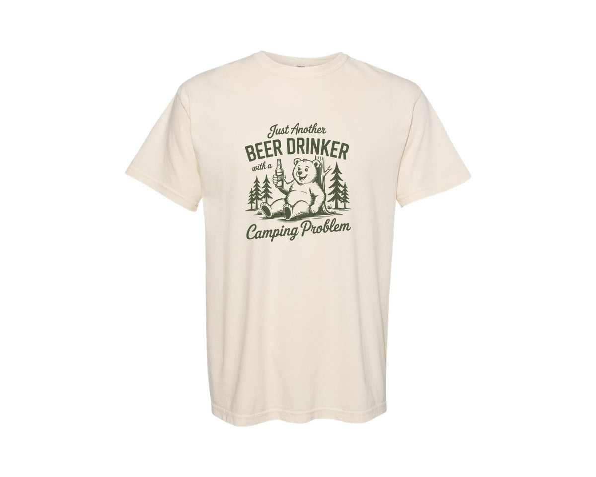 brand:Comfort Colors|color:Ivory|Just Another Beer Drinker With A Camping 4 Graphic T-Shirt