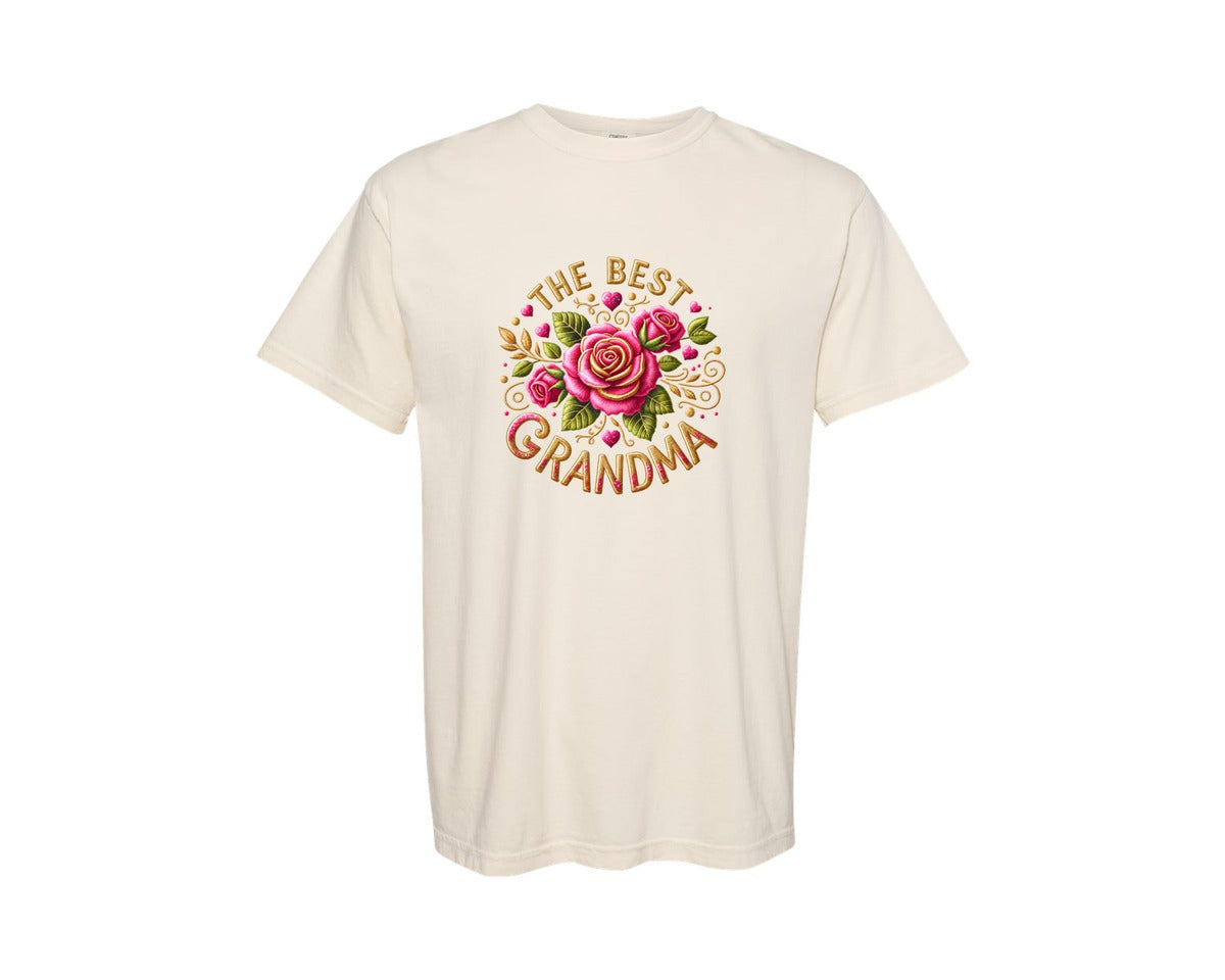 brand:Comfort Colors|color:Ivory|The Best Grandma Rose Flowers Graphic T-Shirt