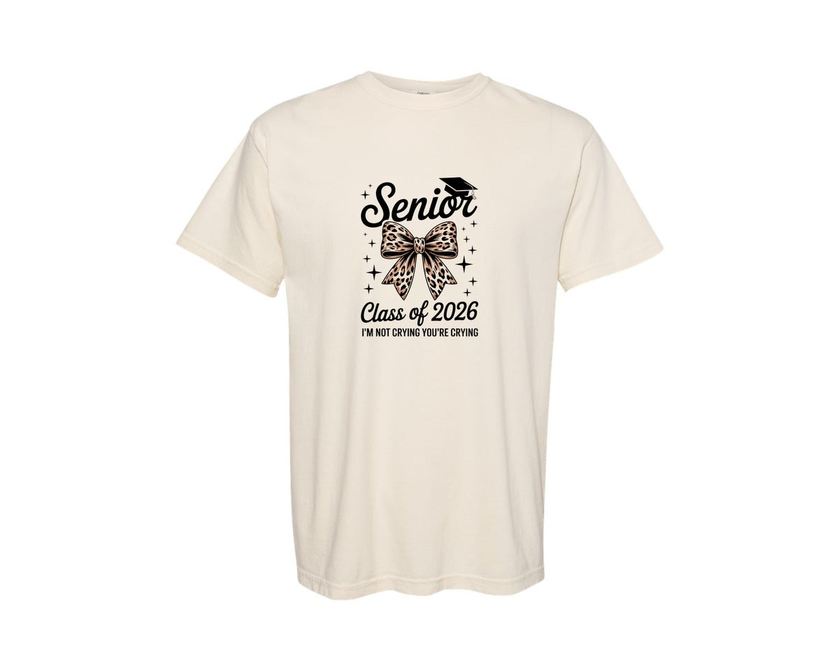 brand:Comfort Colors|color:Ivory|Senior Mom 2026 Im Not Crying Graphic T-Shirt
