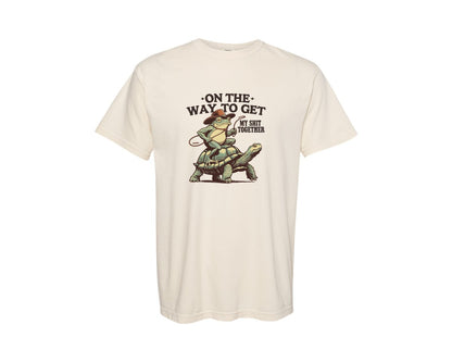 brand:Comfort Colors|color:Ivory|Cowboy Frog Turtle Ride Humor Graphic T-Shirt