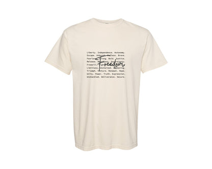 brand:Comfort Colors|color:Ivory|Freedom Words 4Th Of July Graphic T-Shirt