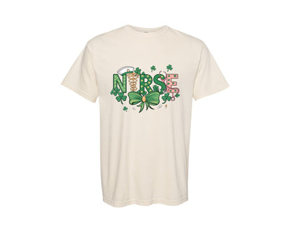 brand:Comfort Colors|color:Ivory|St Patricks Day Nurse Lucky Nurse 6 Graphic T-Shirt