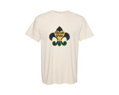 brand:Comfort Colors|color:Ivory|Mardi Gras Knitted Louisiana 2026 Graphic T-Shirt
