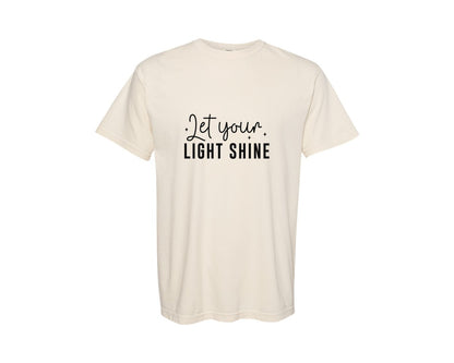 brand:Comfort Colors|color:Ivory|Let Your Light Shine Sleeve Design Graphic T-Shirt