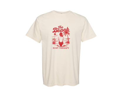 brand:Comfort Colors|color:Ivory|Retro Summer The Beach Is My Therapy Graphic T-Shirt